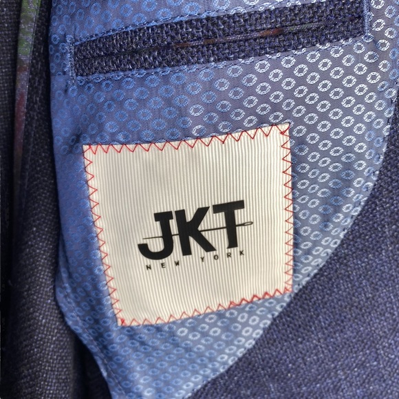 JKT New York Trent Sport Coat 36 Regular Blue Wool Blend Tonal Plaid - Picture 6 of 11